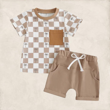 Palms Checkered Shirt + Shorts Set