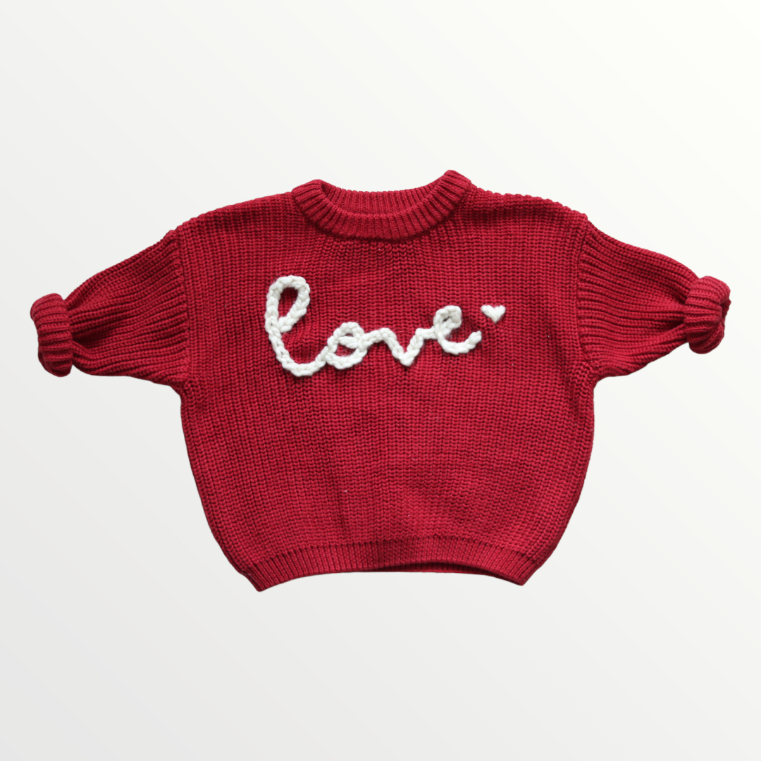 LOVE Hand-embroidered Chunky Sweater – Bodoke Kids Boutique