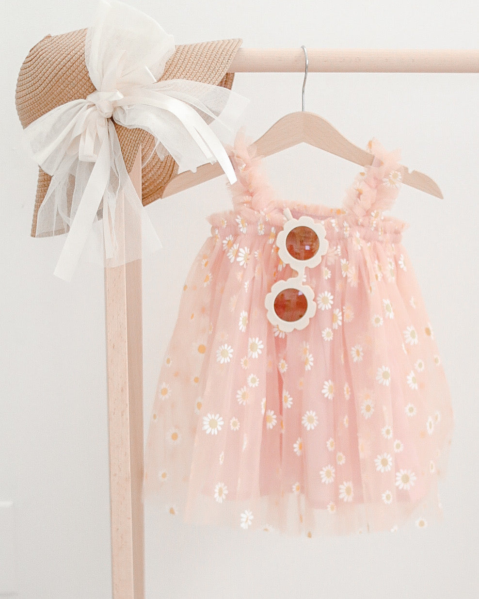 Kids little girls Arabella Daisy Tulle Dress - Baby Pink – Fox Baby & Co