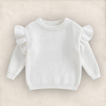 Willow Ruffle Knit Sweater - White