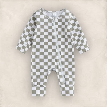 Baby Checkered Jumpsuit - Tan