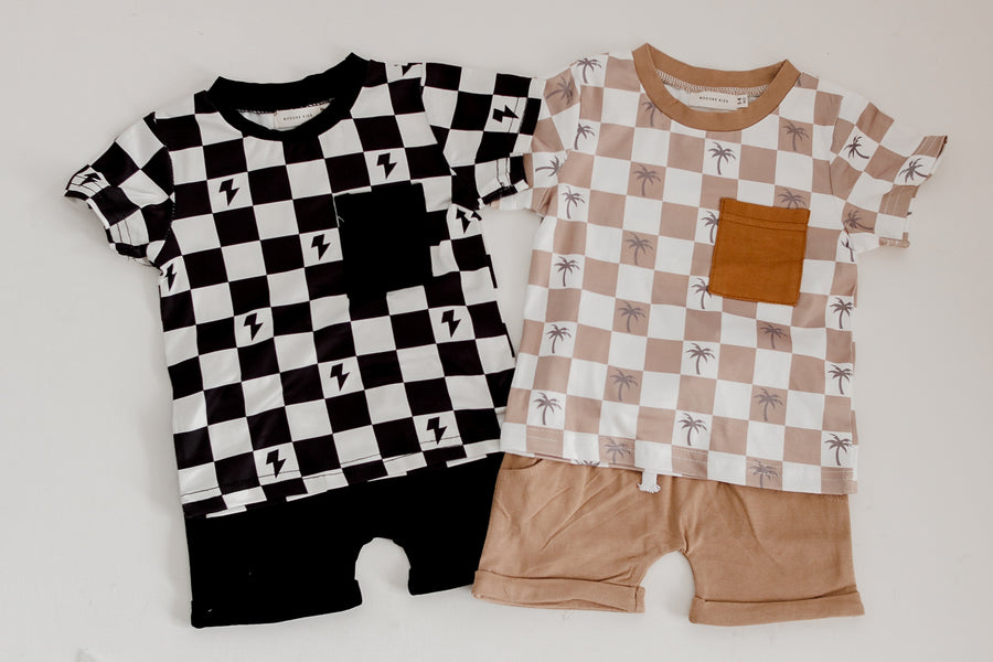Lightning Bolt Checkered Shirt + Shorts Set