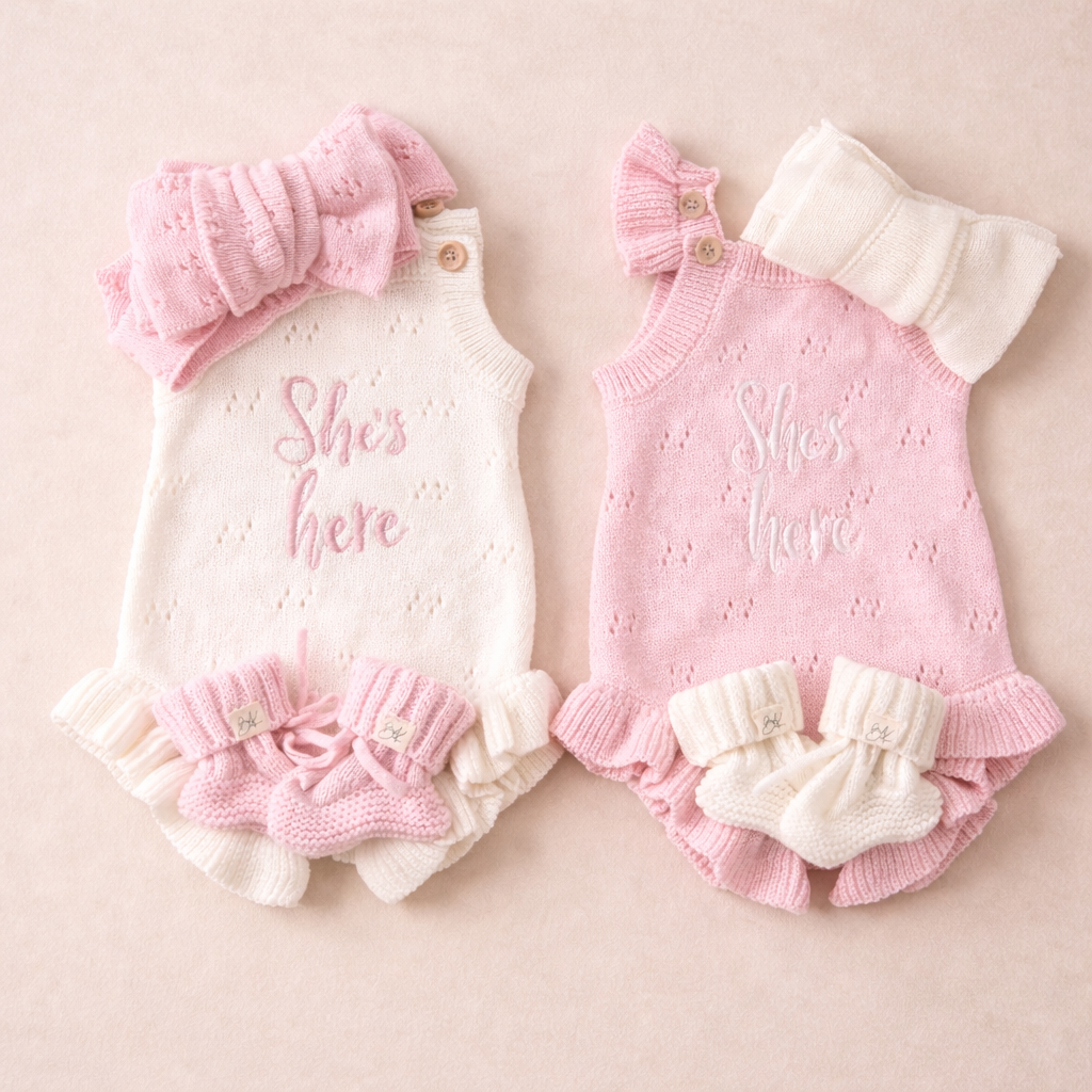 Baby Girl Knit Ruffle Romper