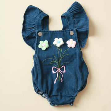 Denim Flower Romper