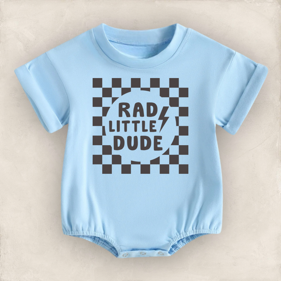 Rad Little Dude Bubble Romper - White