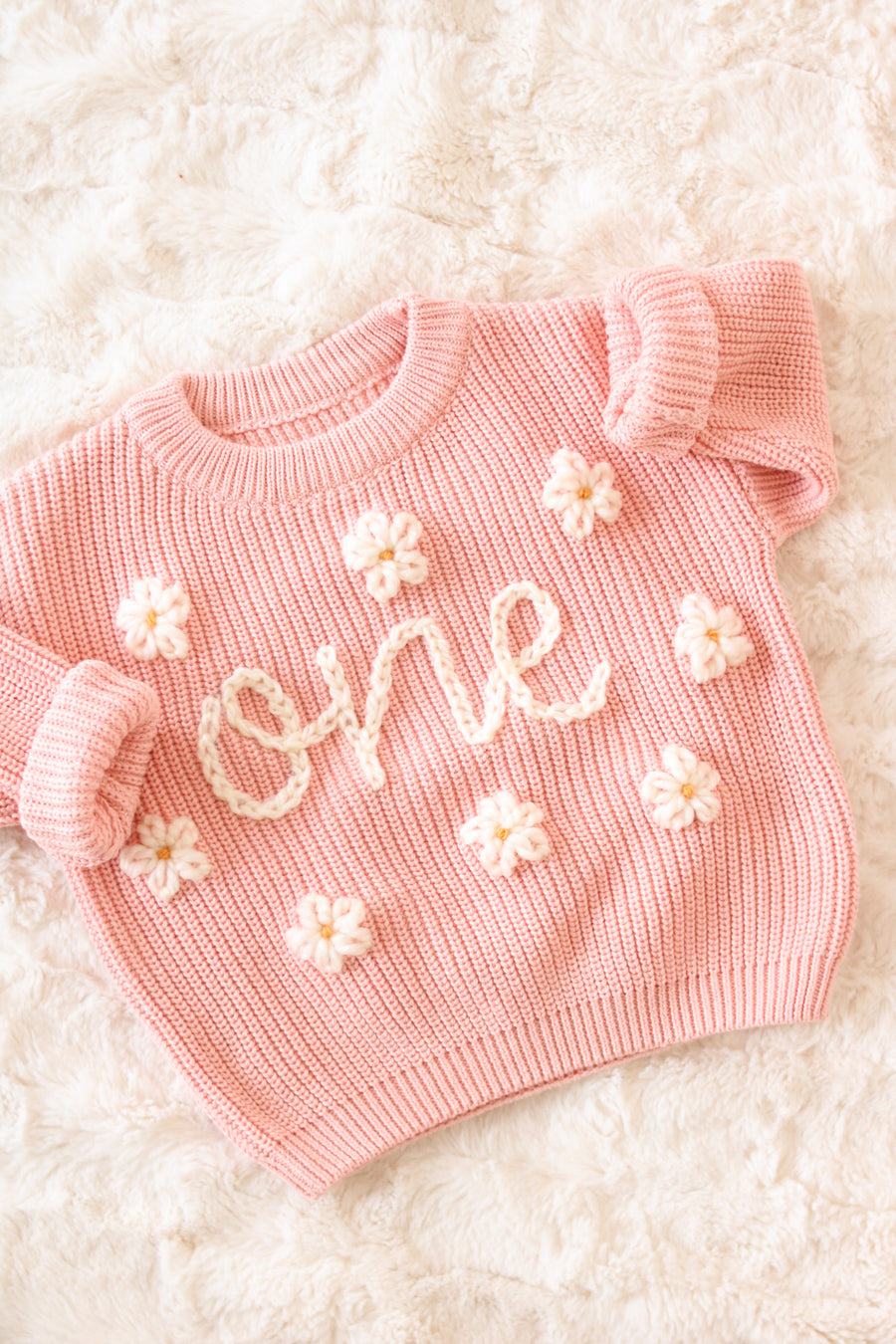 Daisy Birthday Hand-embroidered Chunky Sweater