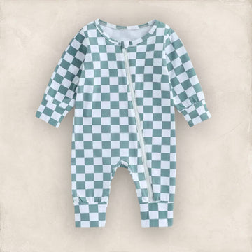 Baby Checkered Jumpsuit - Blue