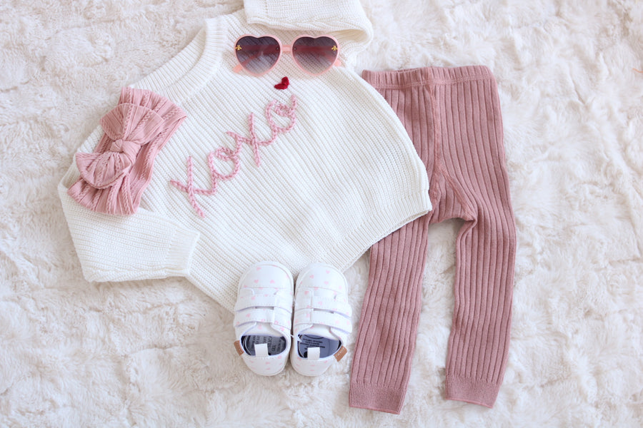 XOXO Hand-embroidered Chunky Sweater