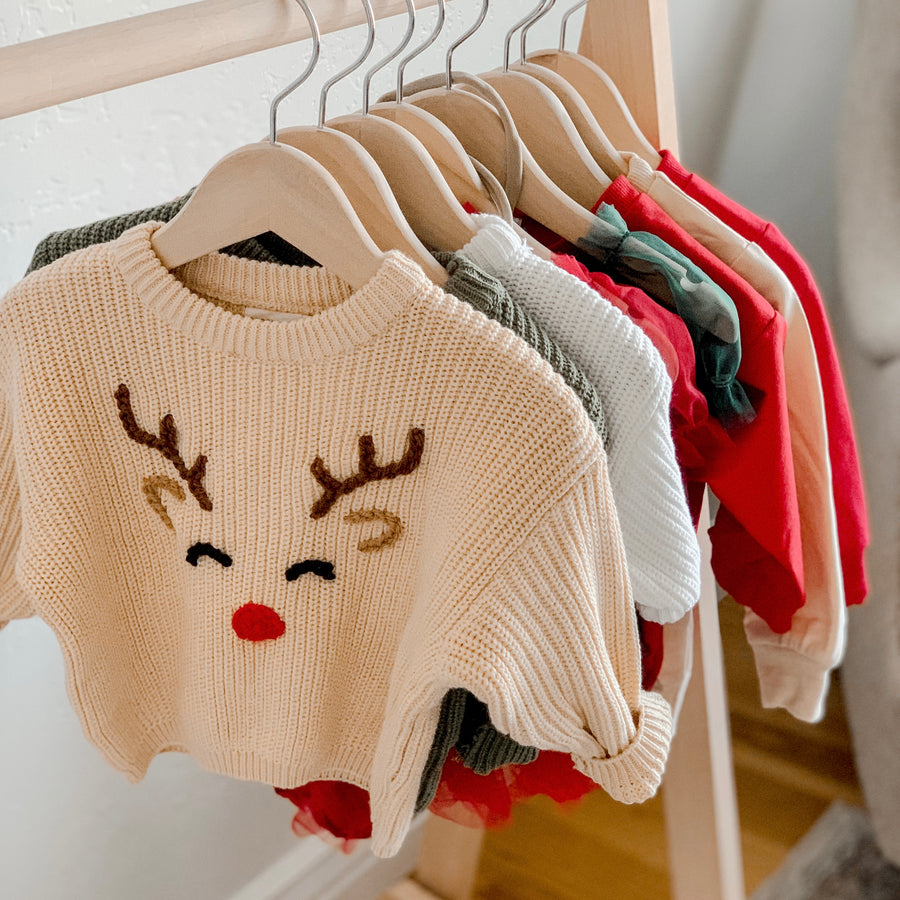Reindeer Handembroidered Chunky Sweater