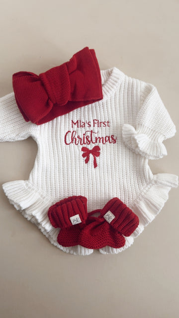 Christmas Knit Romper - Personalized