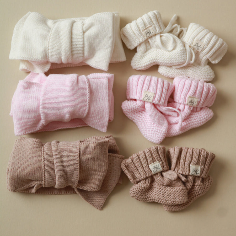 Knit Booties and Bow Headband