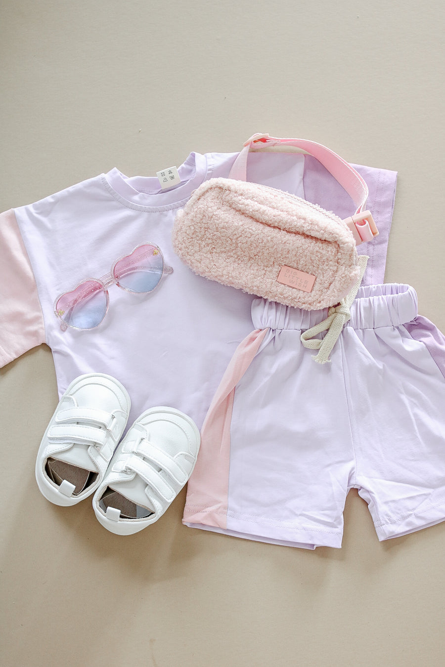 Sally | Color Block Tee Shirt + Shorts Set - Pink