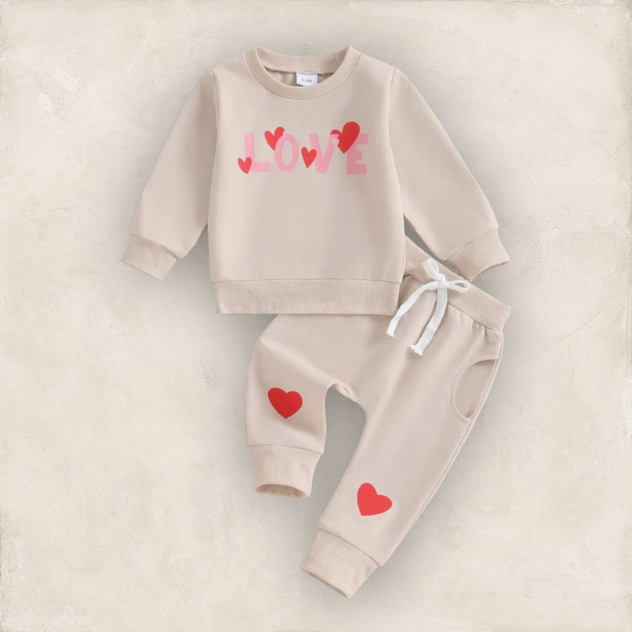 Love and Hearts Sweatshirt + Pants Set