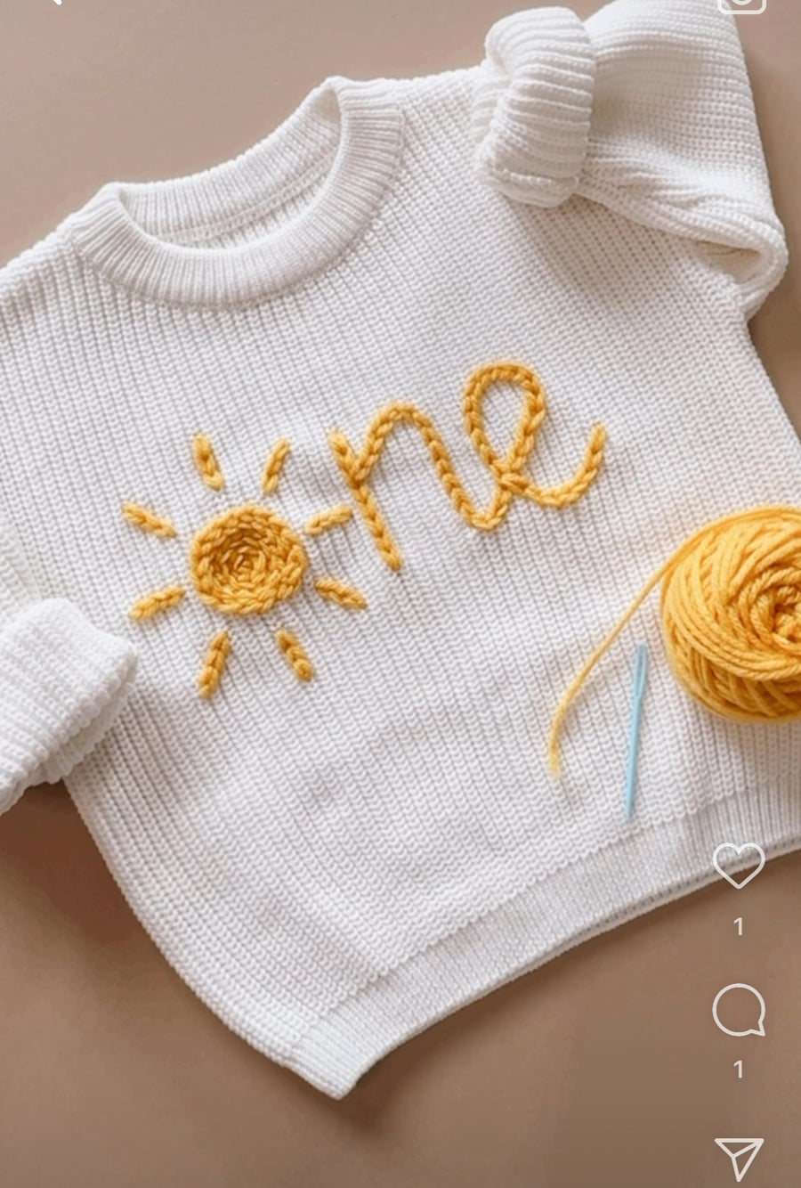 Sunshine Birthday Sweater ☀️ne Handembroidered Sweater