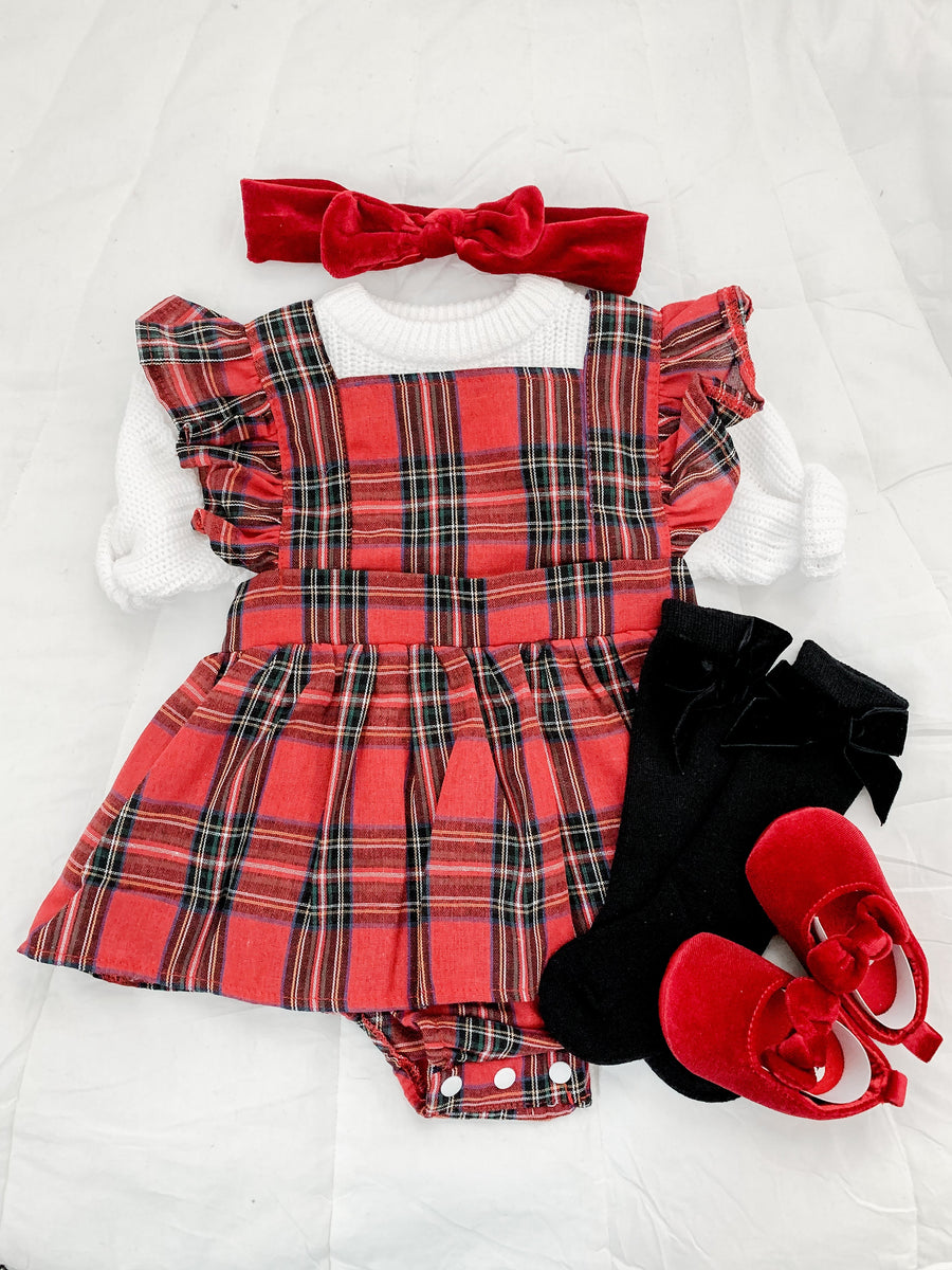 Holiday Dress Plaid Romper