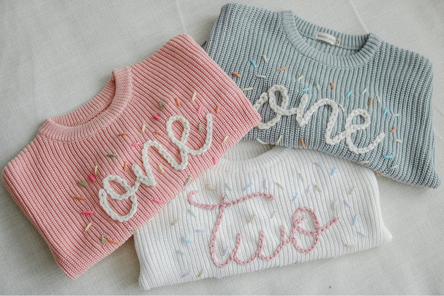 BIRTHDAY Hand-embroidered Chunky Sweater