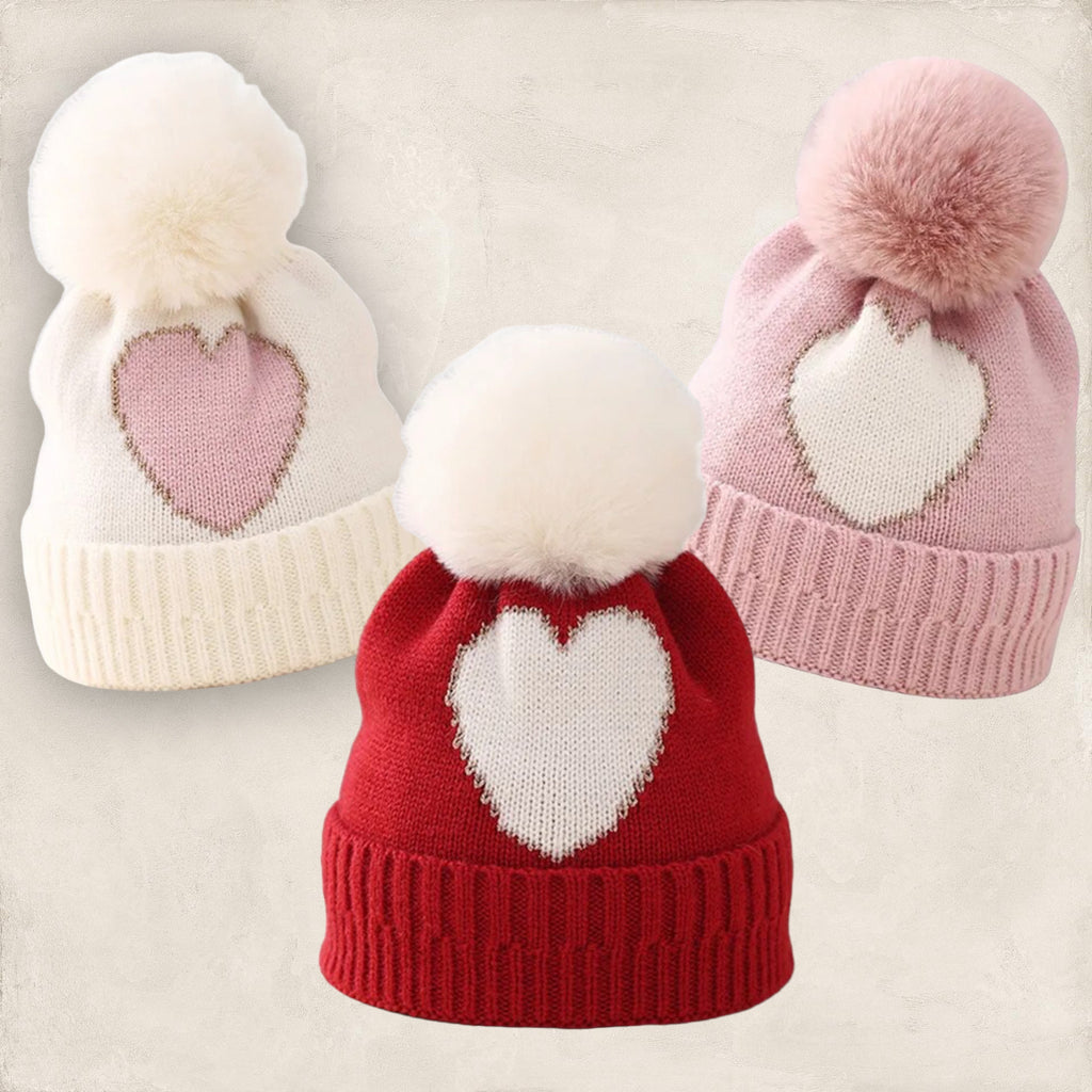 Heart Beanie w/ Pom