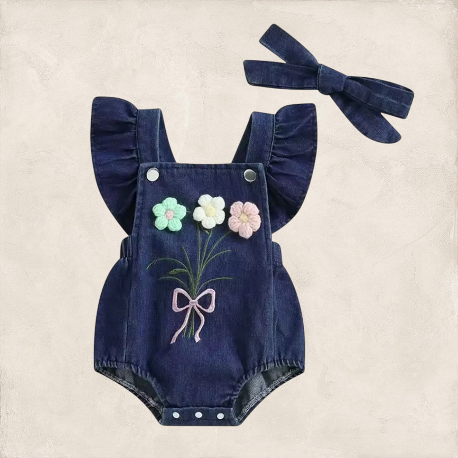 Denim Flower Romper