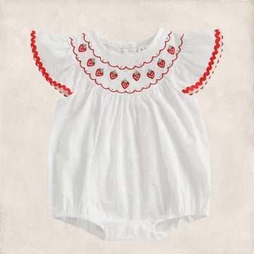 Stawberry Embroidered Romper