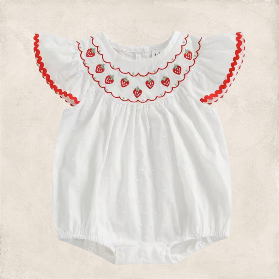 Stawberry Embroidered Romper