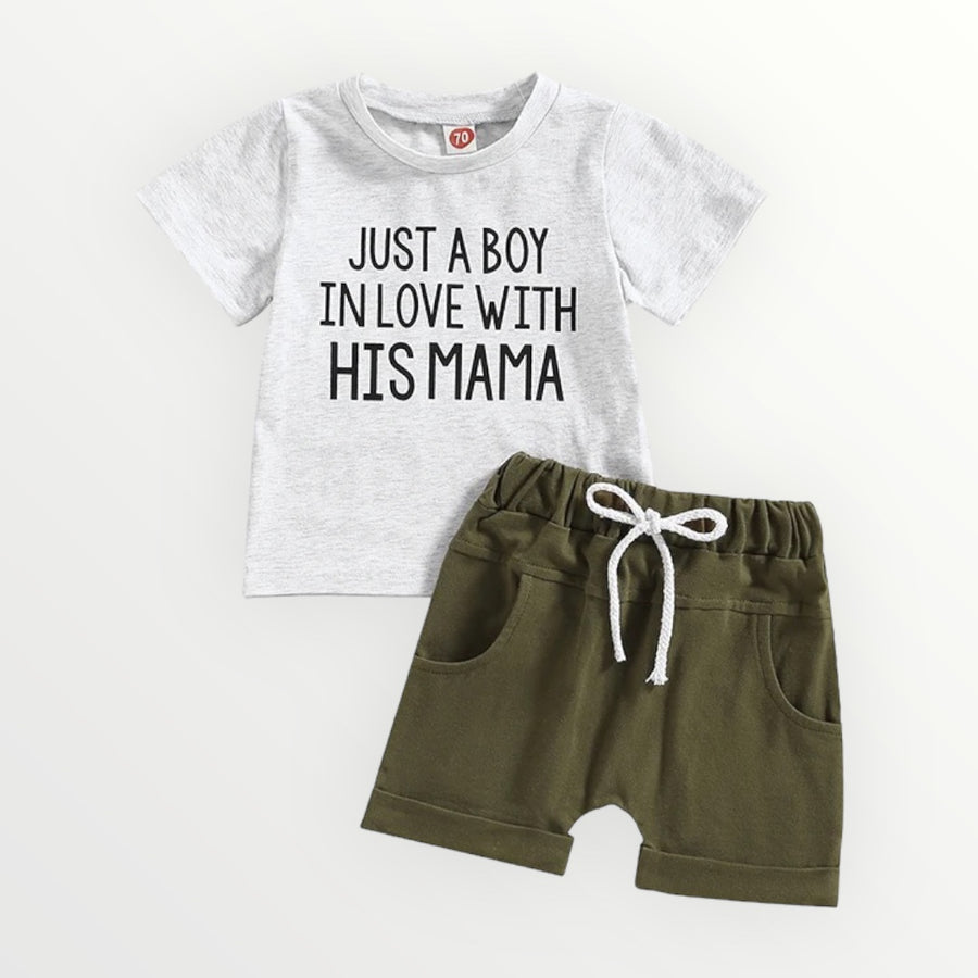 Just a boy in love with his mama Shirt + Shorts Set