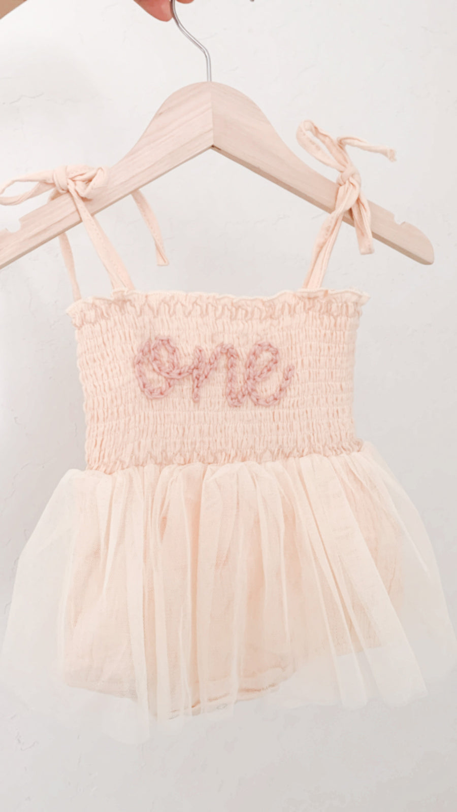 Hand embroidered ONE | Tulle Romper - Beige