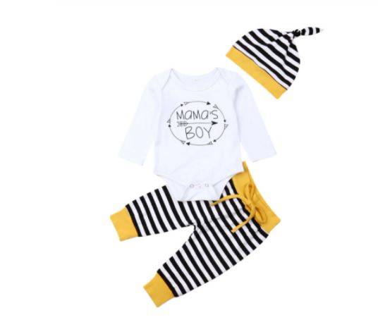 Mama's Boy - Striped Pants & Beanie