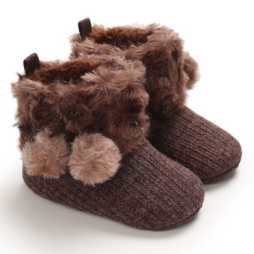 Baby Pom Booties - brown