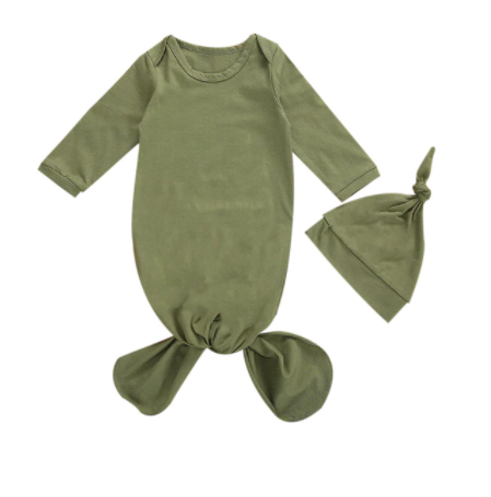 Olive Baby Sleeper, Nightgown with Beanie | One Size
