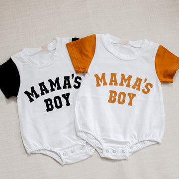 Mama’s Boy Shirt Romper- Rust