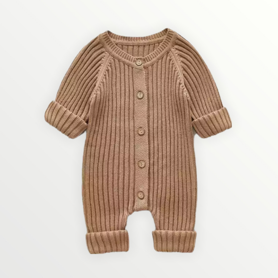 Knit Baby Jumpsuit - Light Brown