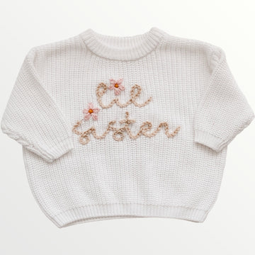 Lil Sister l Hand embroidered Knit Sweater