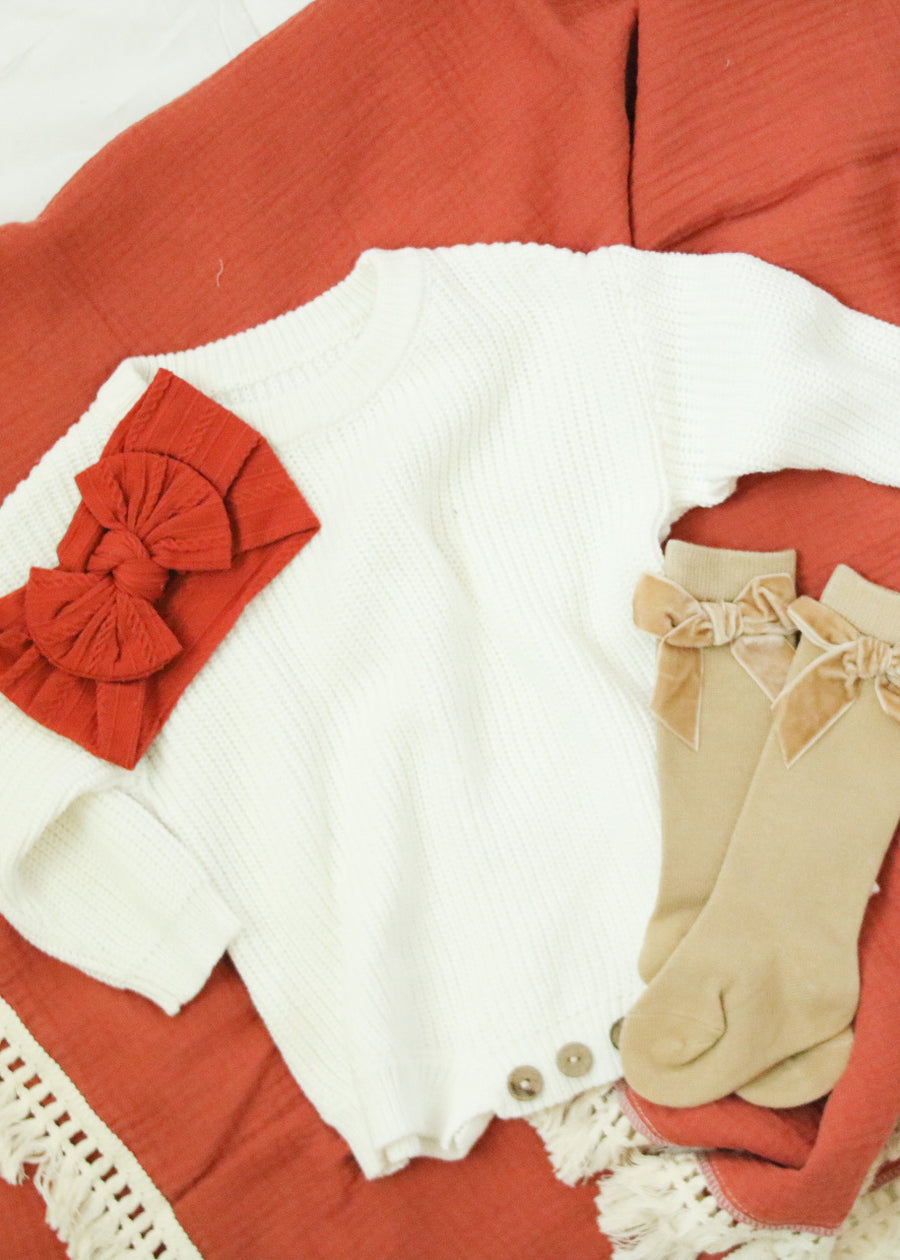 Willow Knit Sweater Romper - White