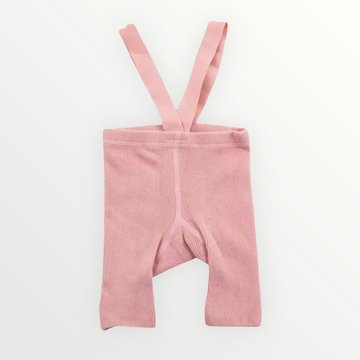 Baby Ribbed Suspender Pants - Pink