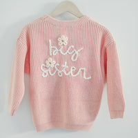 SHISHIKUI HAND MADE KNIT ピンク Big Sister l Hand embroidered Knit Sweater - Pink – Bodoke