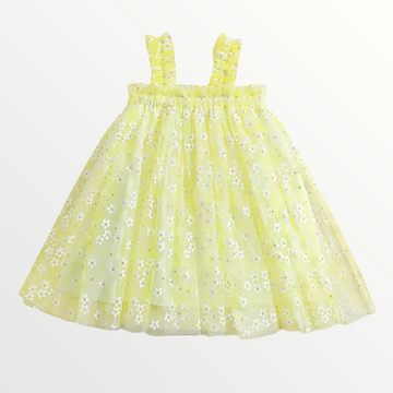 Daisy Gold Tulle Dress - Yellow