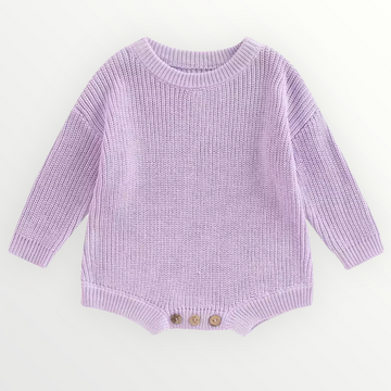Willow Knit Sweater Romper - Purple