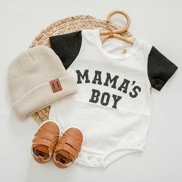 Mama's Boy Shirt Romper - Black