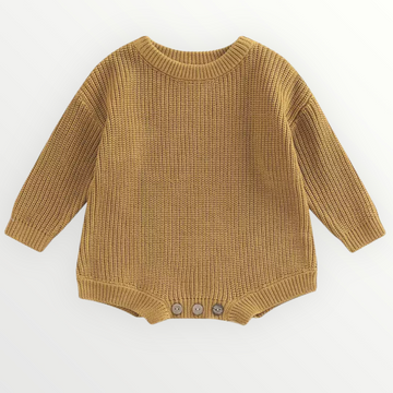 Willow Knit Sweater Romper - Mustard Yellow