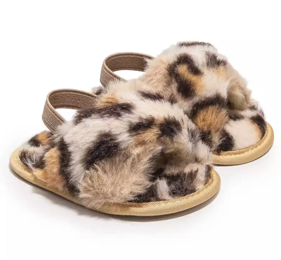 Baby Fuzzy Slippers - Leopard