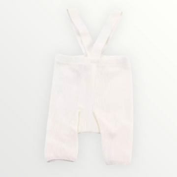 Baby Ribbed Suspender Pants - White