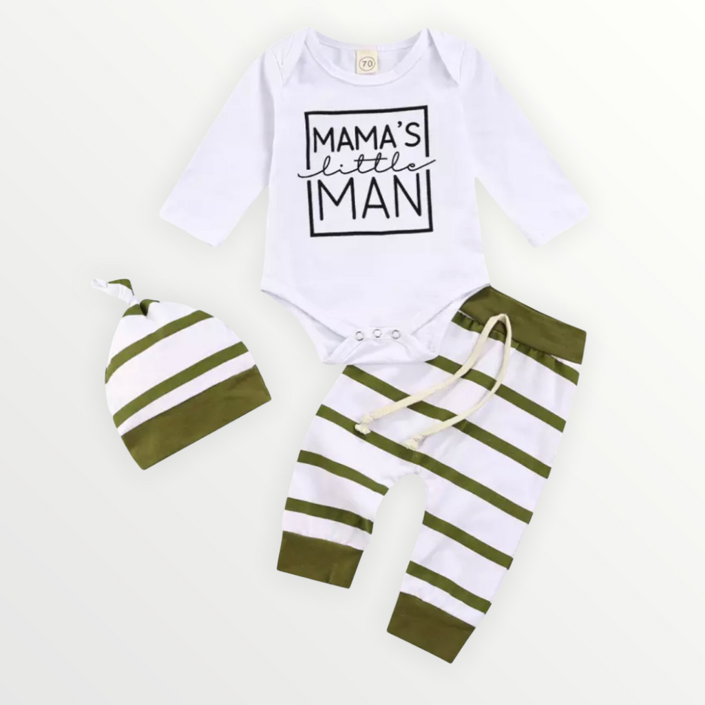 Mama’s Little Man - Striped Pants & Beanie