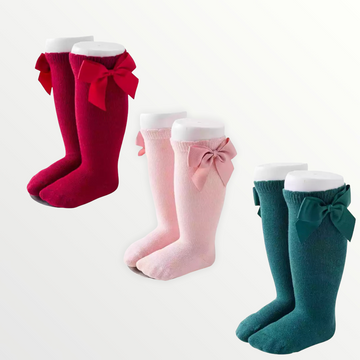 Silky Bow High Knee Socks (Christmas)