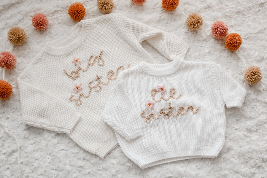 Big Sister l Hand embroidered Knit Sweater