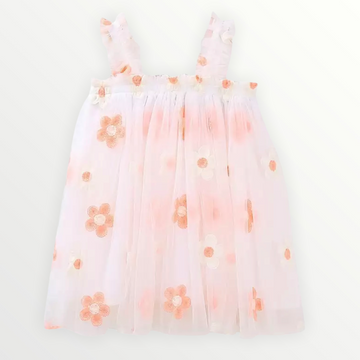 Floral Tulle Dress - Peach