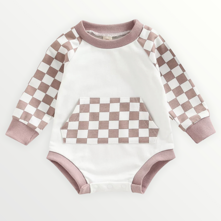 Onyx | Checkered Sweatshirt Romper - 4 Colors