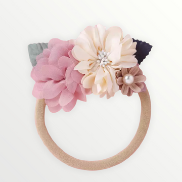 Flower Headband - Cream/Pink
